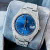 Rolex Datejust Blue Dial Customized With Round Moissanite Diamonds