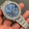 Rolex Datejust Blue Dial Customized With Round Moissanite Diamonds