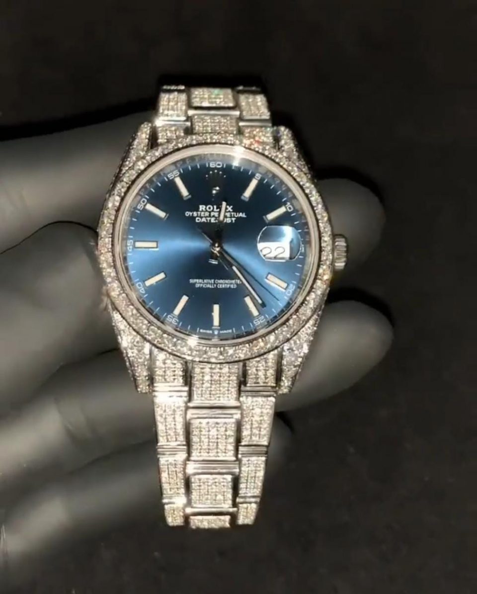 Honey Comb Rolex Datejust Iced out With Custom Moissanite Stones