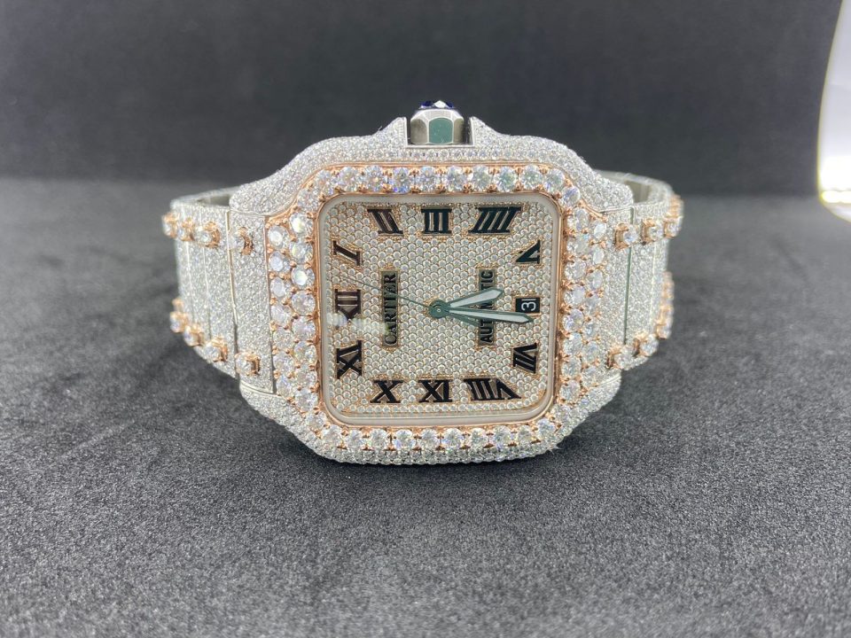 Custom Diamond Cartier Santos Watch