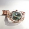 18K Solid Rose Gold Rolex Day-Date 40 60th Anniversary Olive Green Dial Presidential Bracelet