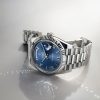 18k Solid White Gold Rolex Day-Date 40 Blue Dial President Bracelet Watch