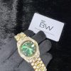 Rolex Day-Date 36mm Yellow Gold Green Face Iced Out Diamond Dial