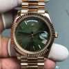 18K Solid Rose Gold Rolex Day-Date 40 60th Anniversary Olive Green Dial Presidential Bracelet